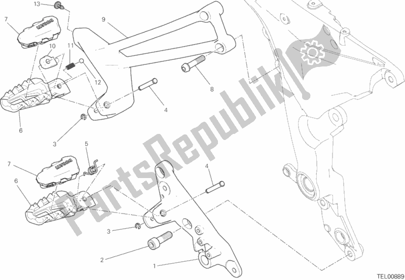 Todas las partes para Reposapiés, Derecha de Ducati Multistrada 1260 ABS USA 2018